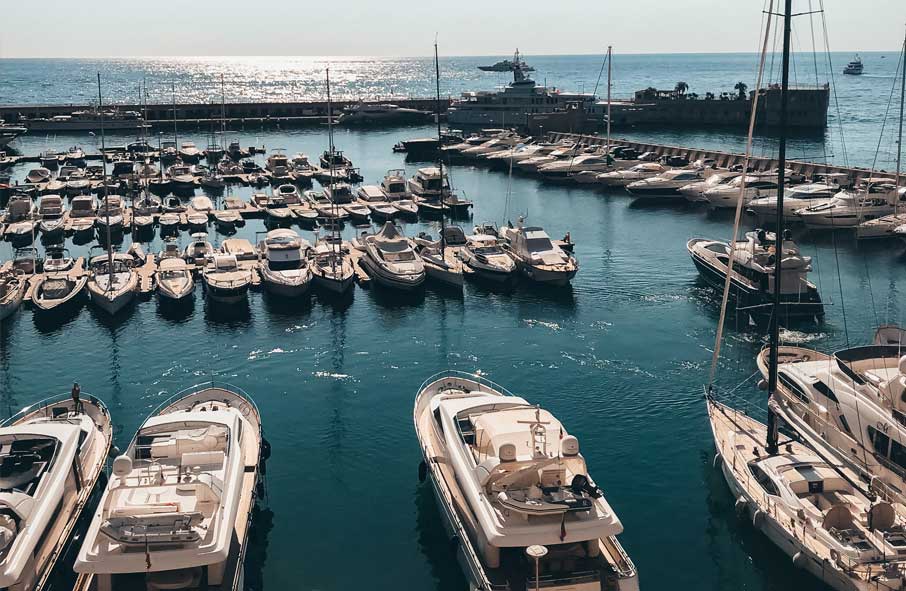 Moored Yachts in Marina